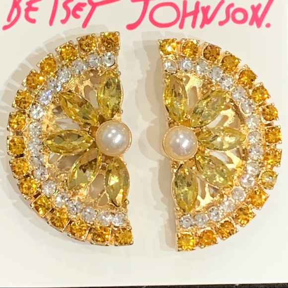 BETSEY JOHNSON SPARKLING LEMONS POST EARRINGS! - Picture 2 of 6